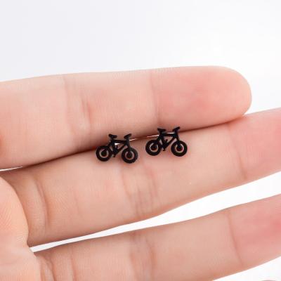 China CLASSIC simple fashion mini bicycle earrings for women stainless steel bicycle earrings jewelry wholesale arete for sale