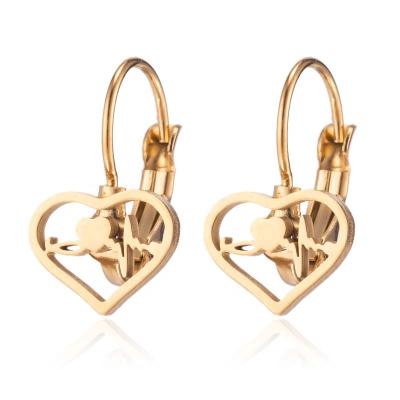 China Fashion joyeria aretes de joyeria women's stainless steel gold thin layer heart shape earrings jewelry accessories for sale