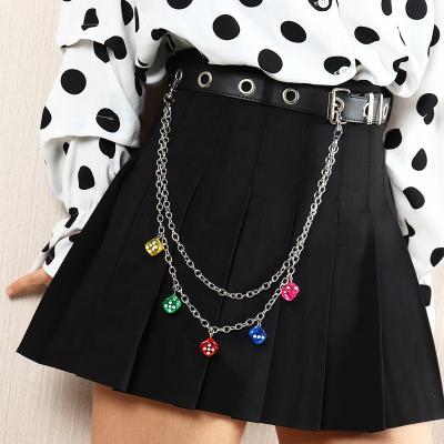 China Simple color punk mixed resin personality metal hop alloy hip waist chain pendant accessories for sale