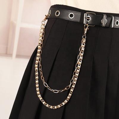 China Alloy Fashion Personality Metal Jewelry Letter Butterfly Pendant Pants Pearl Jeans Chain Chain For Women for sale