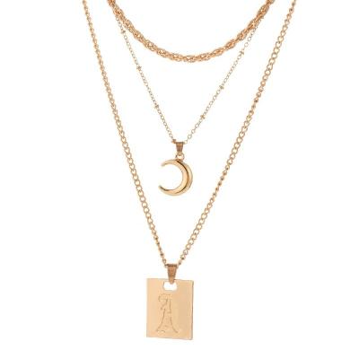 China Collier Fashion Women Jewelry Place Brand Multilayer Pendant Necklace Personalized Moon Necklace for sale