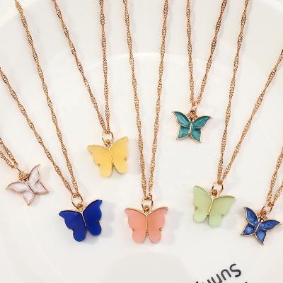 China Fashion Butterfly Acrylic Clavicle Chain Casual/Sporty Simple Pendant Necklace Jewelry For Women Collier for sale