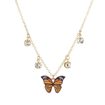 China Pendant Chain 2021 Casual/Sporty Trendy Butterfly Fashion Necklace Diamond Clavicle Necklace For Women for sale