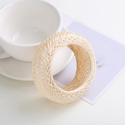 China Wrap Bracelets Wholesale Handmade Lightweight Straw Wicker Braid Woven Chunky Statement Bracelet Rattan Bracelet For Women for sale