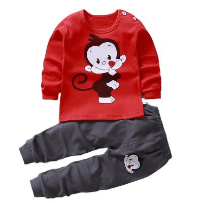 China Wholesale Breathable Baby Clothes Underwear Boys Girls Cartoon Sweater Pants 2 Pcs Sets Home Wear Baby Cotton Pajamas Sets for sale