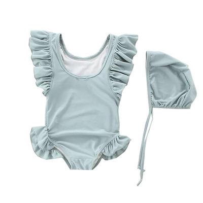 China Girls Breathable Summer Plus Size Swimwear Solid Color Children One Piece Outfits for sale