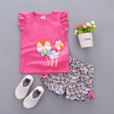 China Breathable summer baby clothes kids boutique outfits toddler baby fashion cotton shorts sleeve t-shirt+shorts clothes set for sale