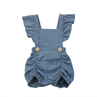 China QUICK DRY Toddler Infant Girls Flight Sleeve Shorts Denim Overalls Float Overall Ruffled Romper Baby Boy's Clothing Sets Infant Girl for sale