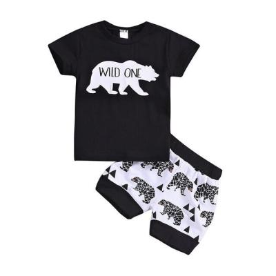 China Amazon Ebay Anti-Shrink Summer Print Wild Short Sleeve Clothing One Sets Infant Baby Boy 2pcs Clothing Set for sale