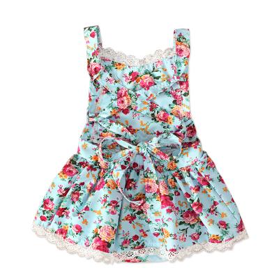 China Polyester/Cotton Summer Baby Clothes Newborn Babies Clothes Floral Backless Ruffle Rompers Kids Jumpsuit Tutu Dress for sale