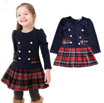 China Autumn Winter Baby Girls Plaid Fashion Kids Clothing Anti-wrinkle Long Sleeve Princess Dress Party Dress for sale