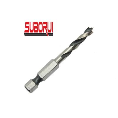 China High Speed ​​Wood Drilling Steel With Hex Shank Brad Point And 2 Cutter Teeth Shouldered Drill Bit For Softwood Drilling for sale