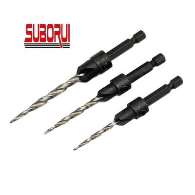 China Metal Drilling HSS 4 Flute Hex Shank Wood Countersink Drill Bit For Wood Screw for sale