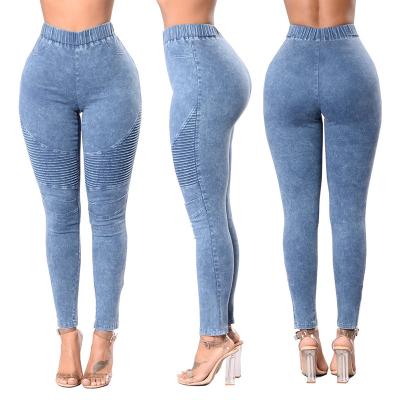 China Hot Sales YYC249 RE Women's Elastic Waist Women's Oversized Holes Slim Casual Long Pants Women's Pants Breathable Skinny Ladies Jeans for sale