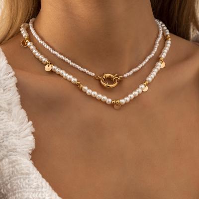 China FASHIONABLE Ladies Sequin Pearl Necklace Simple Sweet Cool Set for sale