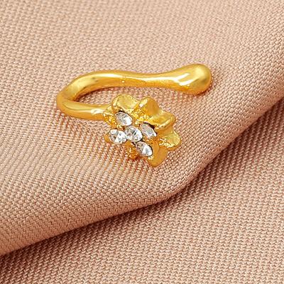 China 1220 Simple Piercing QWSP Zircon Nose Ring Metal Leaf Love Heart Nail U RE Punk Decoration Nail Jewelry for sale