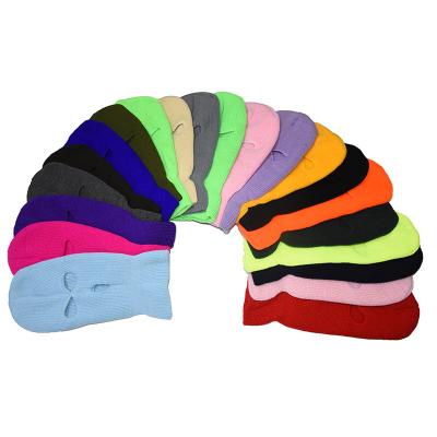 China Continuing YHZZ RE Warm Winter Autumn New Style 9843 Fluorescent Main Skull 20 Colors Holes 3 Knit Balaclava Warm Outdoor Recycling Ski Hat for sale