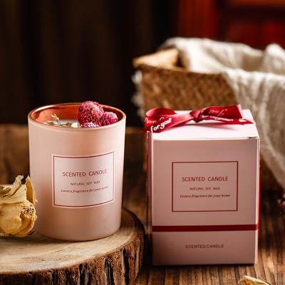 China New Birthdays Atmosphere Pink Aromatherapy Romantic Atmosphere Scene Layout Dried Flower Candle Gift Box Set for sale