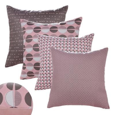 China Geometric Series Air Permeable Modern Simple Pink Pillow Sofa Pillowcase for sale