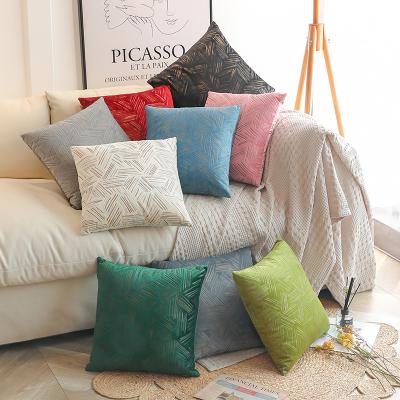 China Nordic Light Breathable Sofa Cushion Pillow Luxury Bronzing Flannel Striped Pillow for sale