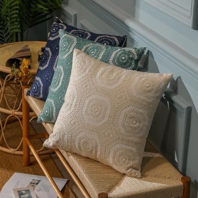 China Jiugongge Bohemian Style Cotton Jacquard Embroidered Three-Dimensional Cushion Sofa Pillow for sale