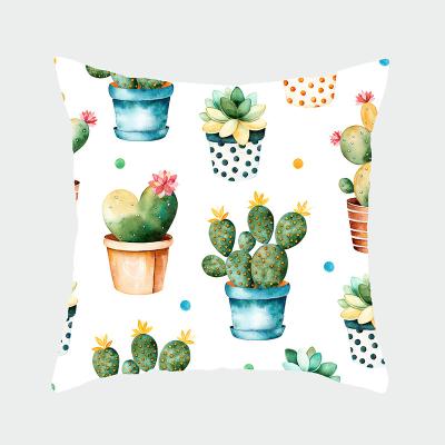 China Custom Logo High Quality Pillowcase Sublimation Anti-static Summer Cactus Print Cushion Car Space Kids Party Props Decoration for sale