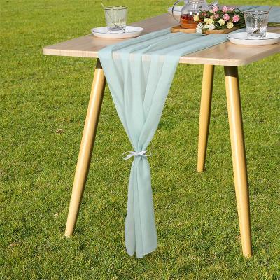 China Wholesale high quality hot sale beautiful decoration chiffon table runner peach chiffon table runner for outdoor wedding party for sale