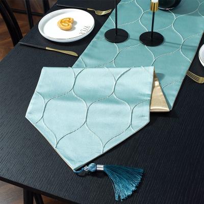 China Jacquard fabric high-precision light wave pattern tablecloth luxury three-dimensional home decoration for sale