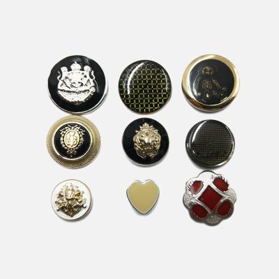 China Custom Logo Sew Metal Fashion Epoxy Nickel Free Leg Button For Overcoat for sale