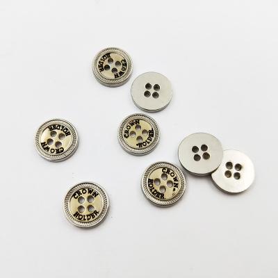 China Custom 4 Holes Magnetic Shirt Button 11.5mm Zinc Alloy Metal Buttons Laser Custom Logo for sale