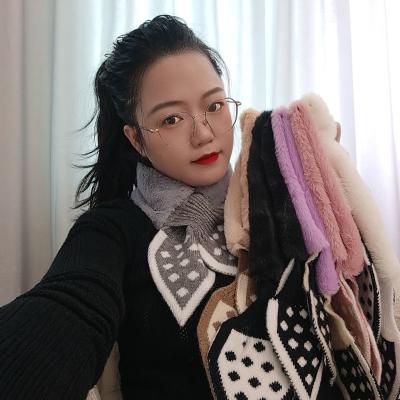 China Japanese Quilted Cross Scarf Female Collar Knitted Solid Color Jane Korean Stitch Heart Wool Scarf Soft Touch Feeling for sale