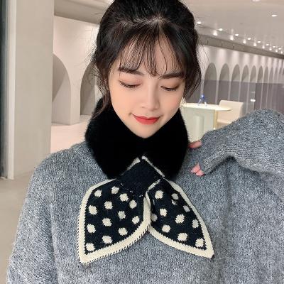 China Japanese Quilted Cross Scarf Female Collar Knitted Solid Color Jane Korean Stitch Heart Wool Scarf Soft Touch Feeling for sale