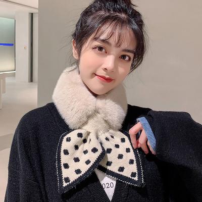 China Japanese Quilted Cross Scarf Female Collar Knitted Solid Color Jane Korean Stitch Heart Wool Scarf Soft Touch Feeling for sale