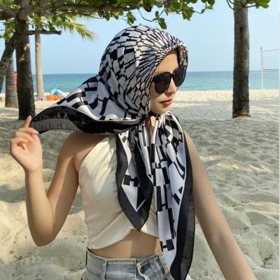 China New Women's Fashion Feeling Sunscreen Shawl Air Conditioning Room Scarf Travel Photo Scarf Thin 90cm Soft Smooth Square Scarf Wholesale for sale