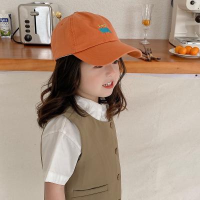 China Prevent Sunburn Knitted 100% Cotton Kids Boys Girls Letters Custom Embroidered Logo Camp Kids Baseball Ball Hat for sale