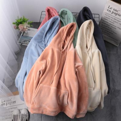 China Anti-Wrinkle Corduroy 2022 Thick 500 Grams Sweatshirts Pullover Hoodie The Plain Heavyweight Women's Fleece Hoodies for sale