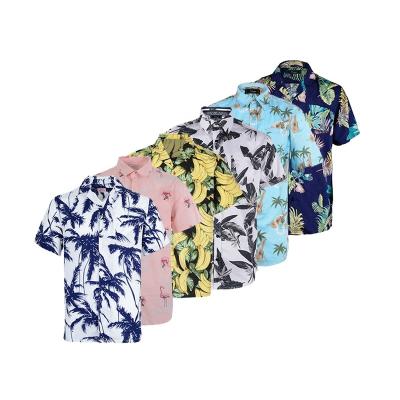 China Popular Good Quality Shiny Soft Color Print Hawaiian Party Shirts Anti-pilling Vacation Custom Plain Shirts For Men for sale