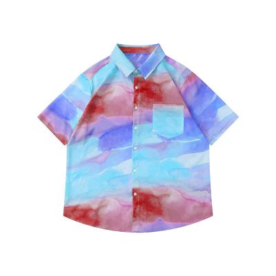 China Anti-pilling 2022 summer custom your design button up men's tie dye shirt men's latest quick dry ice silk shirts fashion shirt designs for sale