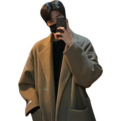 China Anti-wrinkle Fashion Winter Wool Coats Solid Color Fashion Long Warmer Coat Luxury Casual Woolen Men's Long Coat for sale