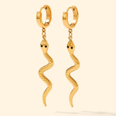 China FASHIONABLE Snake Earring New Arrival Stainless Steel Gold Circle Dangle Earrings Non-tarnish Plated Jewelry For Women for sale