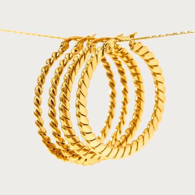 China Dropshipping TRENDY Gold Plated Stainless Steel Big Cuban Link Round Chain Twist Earring Circle Earring Hollow Earring for sale