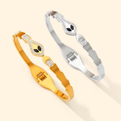 China TRENDY Waterproof Stainless Steel Gold Plated Snake Shape Cuff Bracelet for sale