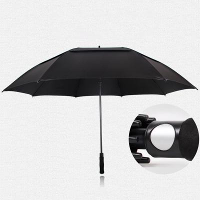 China Black Auto Open Straight Golf Umbrella Customizable Big Umbrella In Double Layers for sale