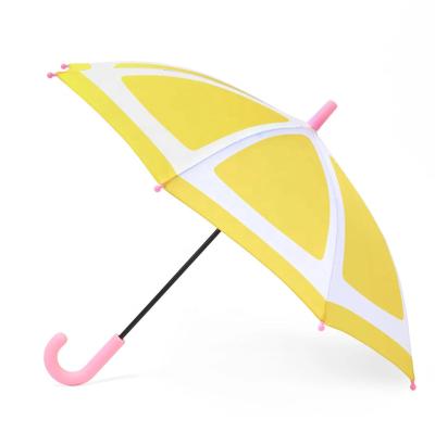 China CLASSIC Orange Full Color Fruit Design Yellow Color Umbrella For Kids Children Back To School Fruit Umbrellas Cartoon Design for sale