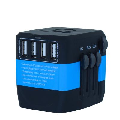 China Universal EU Travel Adapter 400PLUS Four USB Power Adapters With USA/Australia/Europe/UK Global Mobile Phone Adapters for sale