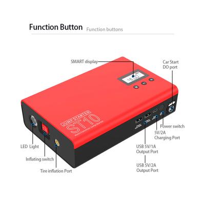 China Multifunctional Car High Power Jump Starter 12V 8000/12000mAh 600A Peak Current Car For 3.4L 5.0L Emergency Car Battery Jump Starter for sale