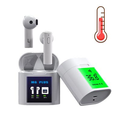 China Auto Connect M6 PLUS TWS 5.0 Wireless Earbuds LCD Power Display Smart Earphone With Temperature Measurement for sale