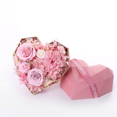 China Manufacture preserved flower plant valentine's day birthday gift various preserved fresh dry rose bouquet gift box for sale