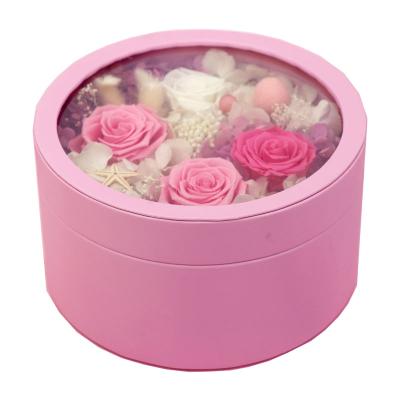 China Home Decoration Guaranteed Quality Unique Popular Immortality Mounted Cosmetics Jewelry Cylinder Flower Box Gift for sale