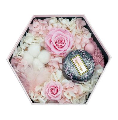 China Economic Home Decoration Custom Design Coconut Oil Aromatherapy Gift Box Eternal Aromatherapy Flower Gift Box for sale